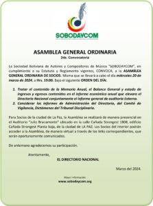 Asamblea General Ordinaria 2da. Convocatoria